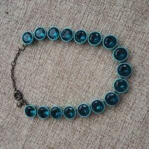 J.Crew Jumbo Teal Brûlée Brulee Crystal Necklace